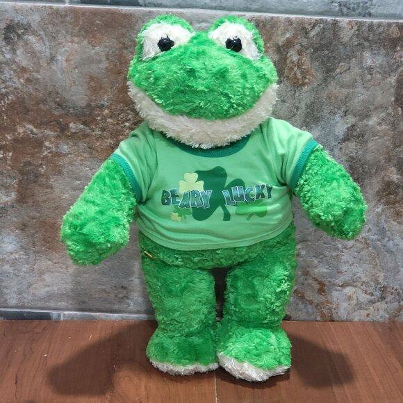 Build A Bear Workshop Green Frog Plush Beary Lucky Outfit Stuffed Animal - Picture 1 of 12